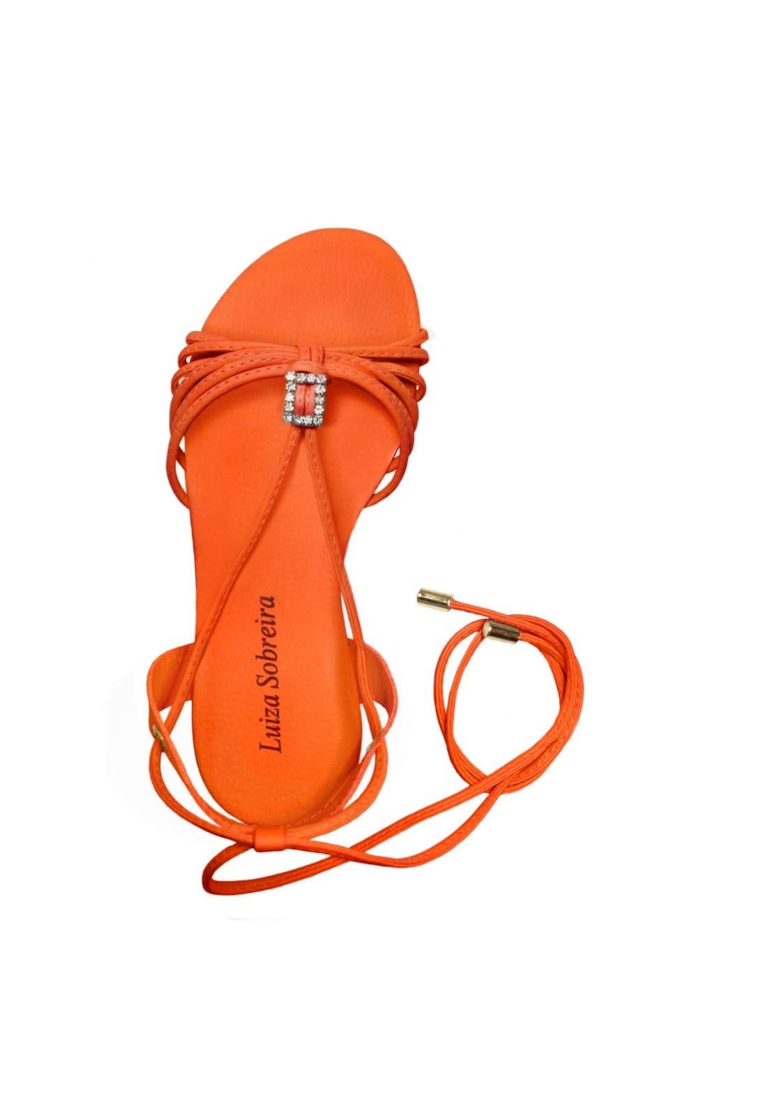 Vista 2 Rasteira Strass Troca Tira Luiza Sobreira Mod. 2028-2 Luiza Sobreira laranja