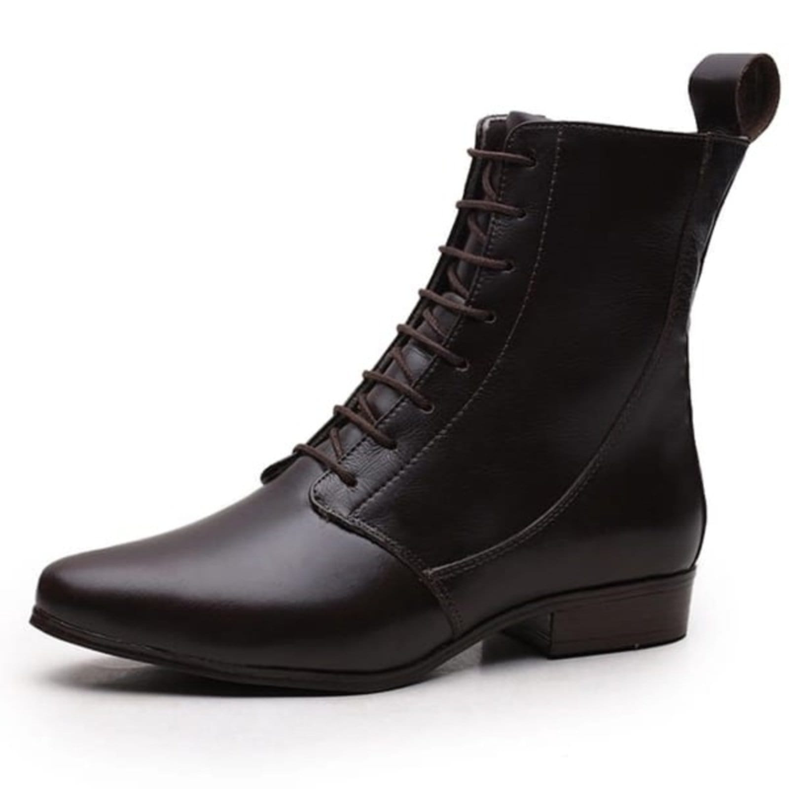 Bota Feminina Em Couro Cano médio Rangali Com Amarração Café