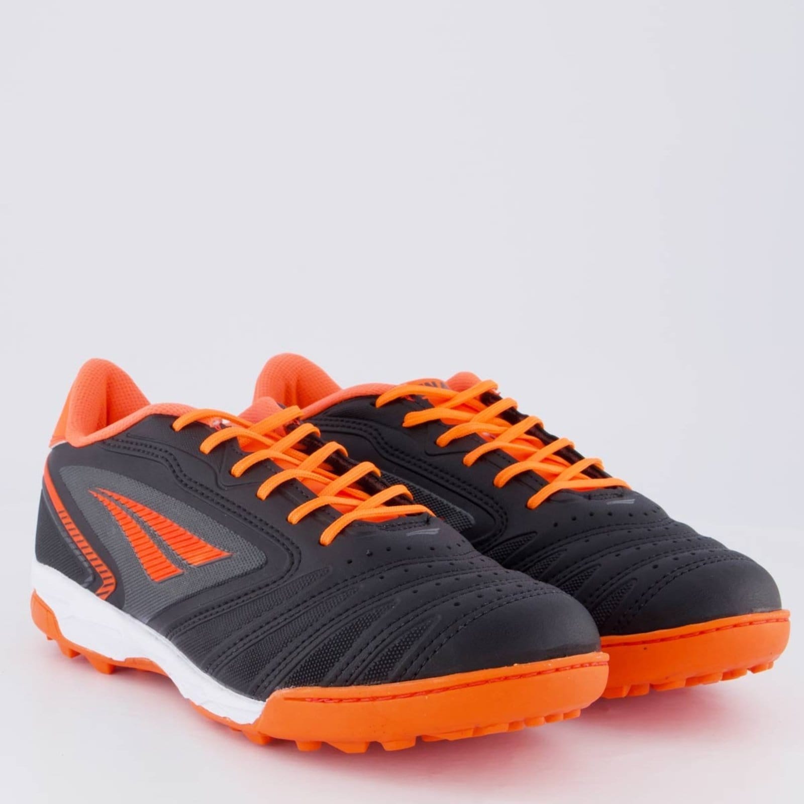 Vista 2 Chuteira Penalty Brasil 70 Y-1 Society Preta e Laranja Penalty preto