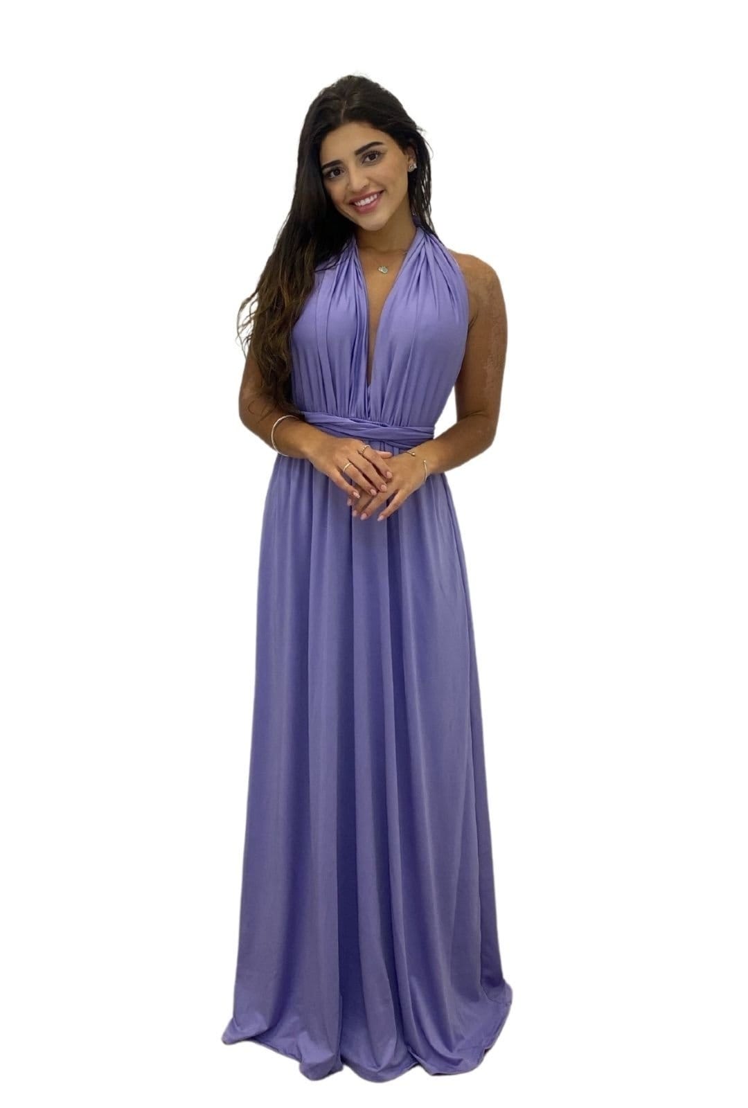 Vista principal Vestido Madrinhas Casamento Multiformas Longo Cia do Vestido lilás/roxo