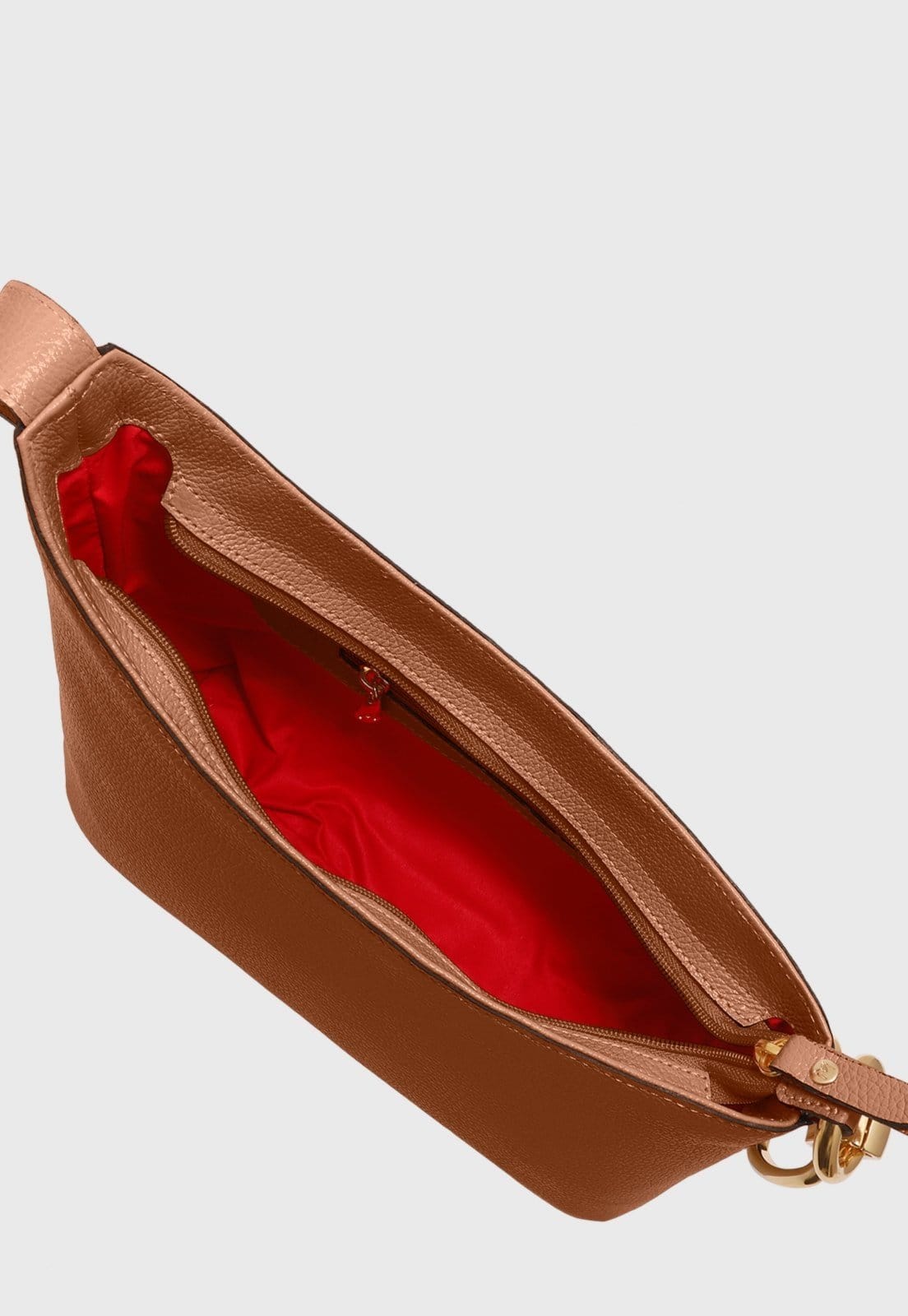 Vista 2 Bolsa Shoulder Couro Mariart Lírio Camel Mariart caramelo