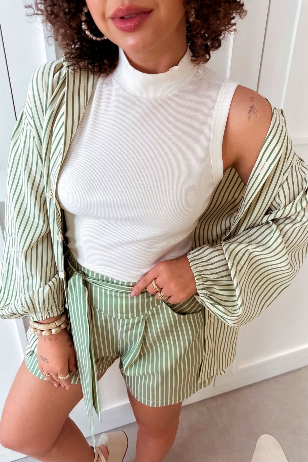 Short Vanibele Listrado Verde