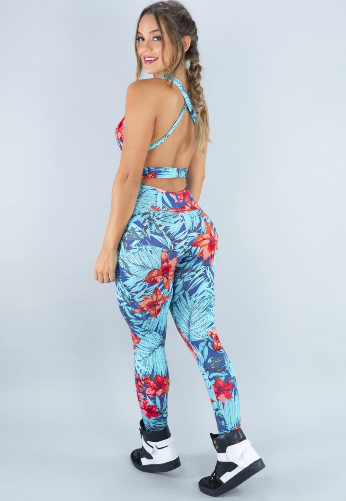 Vista 2 Macacão MVB Modas Bojo Suplex Liso Fitness Academia Amazônia Mvb Modas azul/estampado/multicolorido/verde