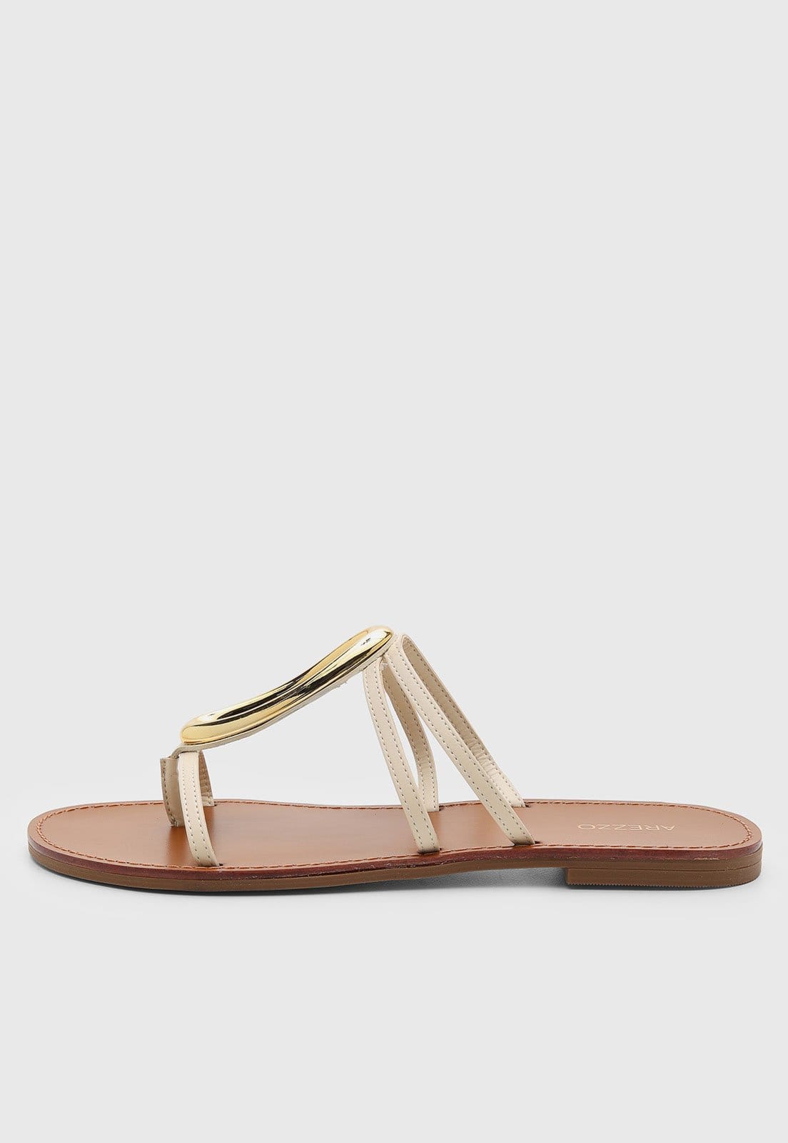 Rasteira Feminina Arezzo Tiras Metálicas Off-White