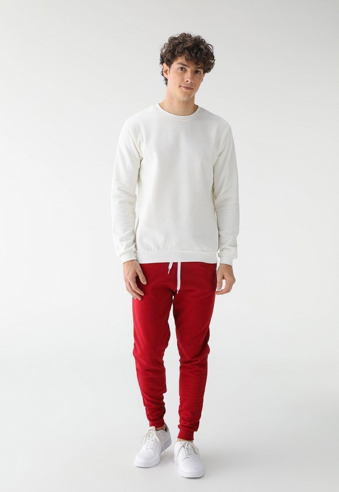 Blusa de Frio Moletom Flanelado Benellys Liso Gola Redonda Off White - 2