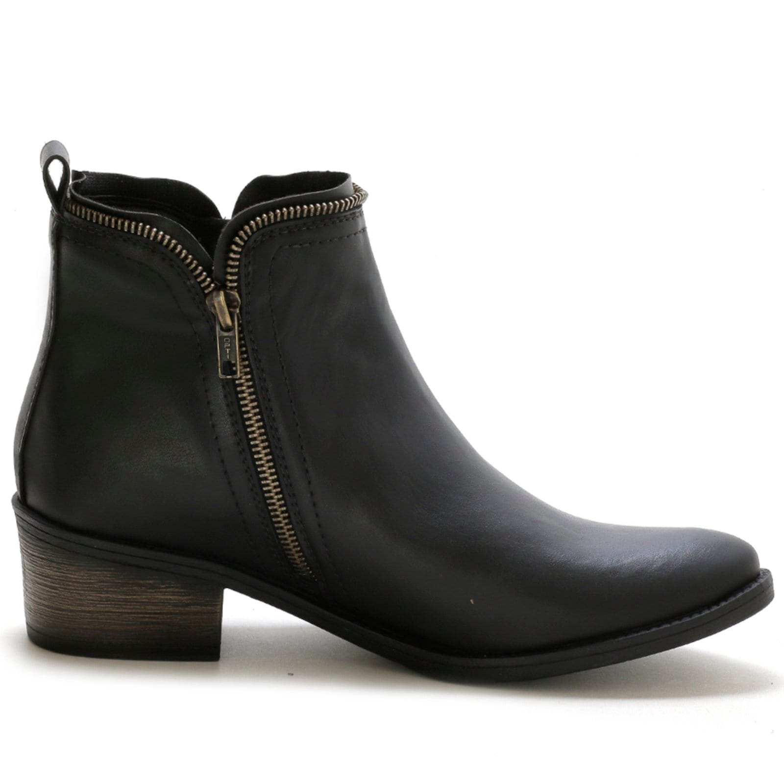 Bota Feminina Lavini Coturno Ziper Lateral Salto Baixo Preta