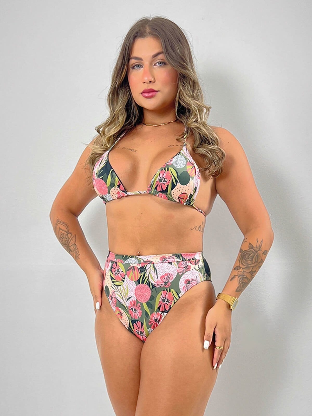 Biquini Cortininha Hot Pants Proteção Uv 50+ Vicbela Rosa