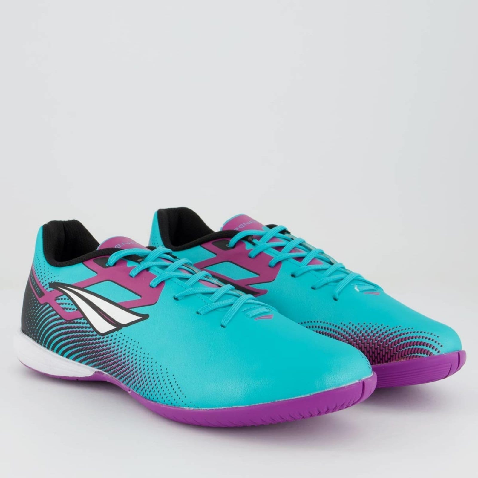 Vista 2 Chuteira Penalty Digital Y 1 Futsal e Roxa Penalty azul