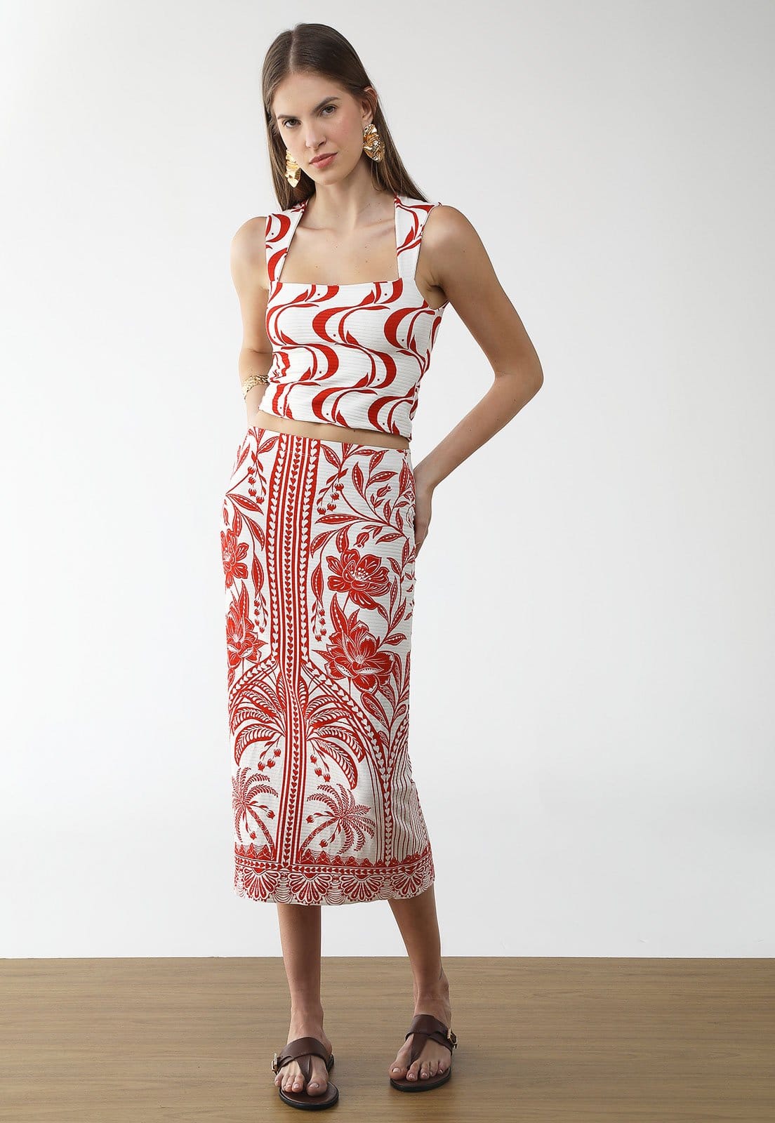 Vista 2 Saia Feminina FARM Estampa Floral Branca FARM branco