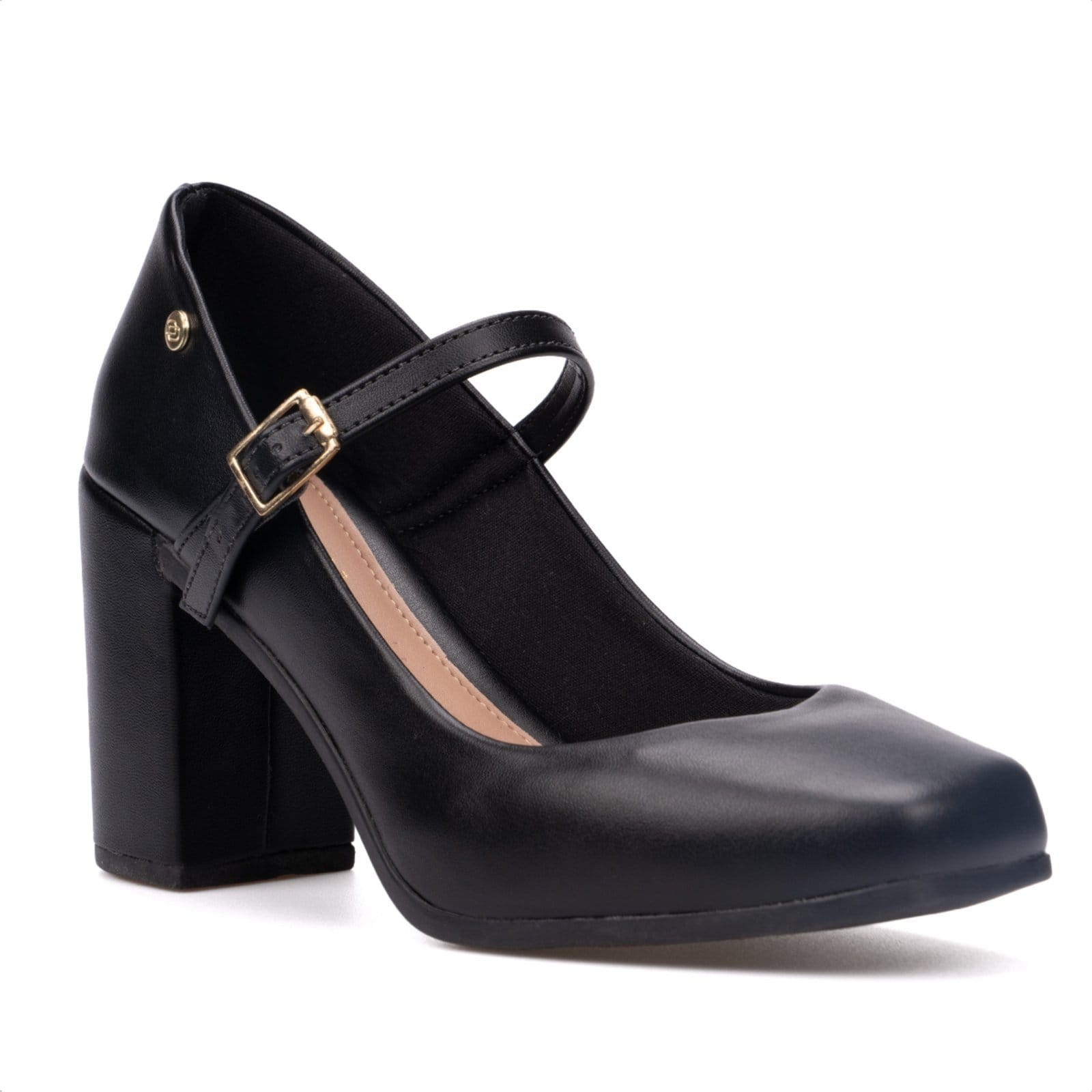 Sandália Feminina Mary Jane Em Verniz Salto Alto Grosso Moda