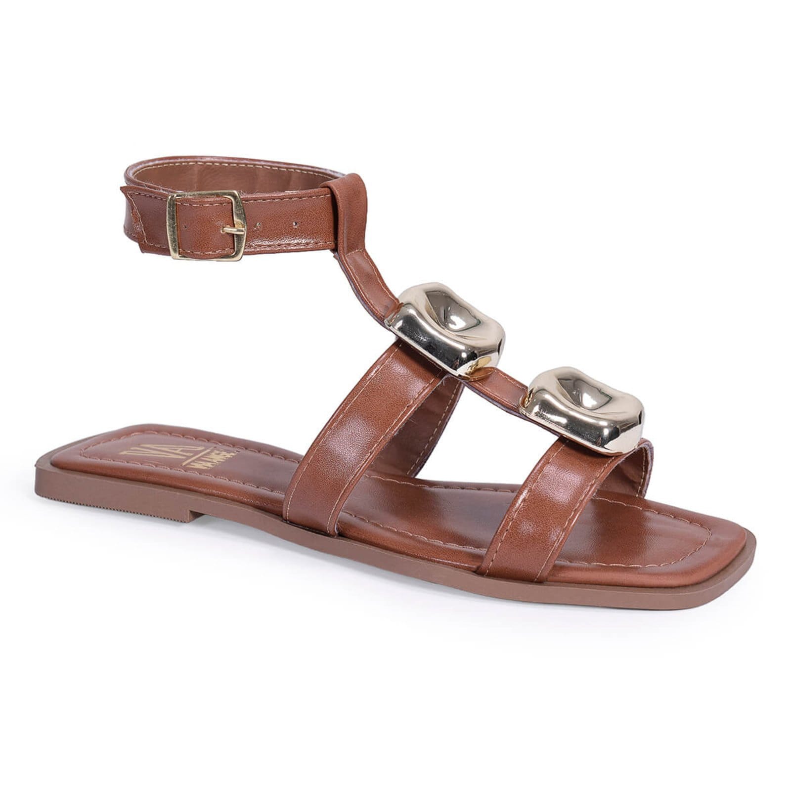 Sandalia Feminina Flat Rasteira de Tira Detalhe Sofisticado Leve Confortável Via Angel 9701