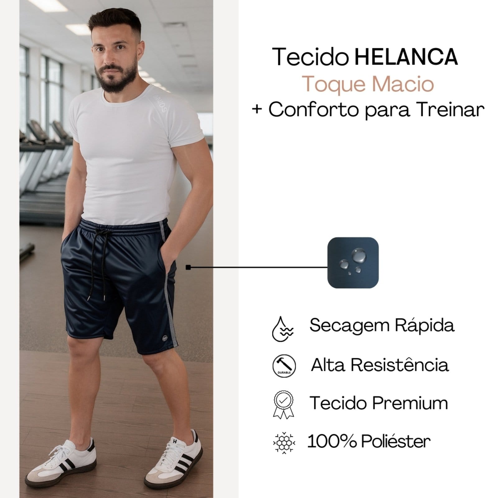 Bermuda Masculina KS Short Esporte para Treino Academia Tecido Helanca Cinza