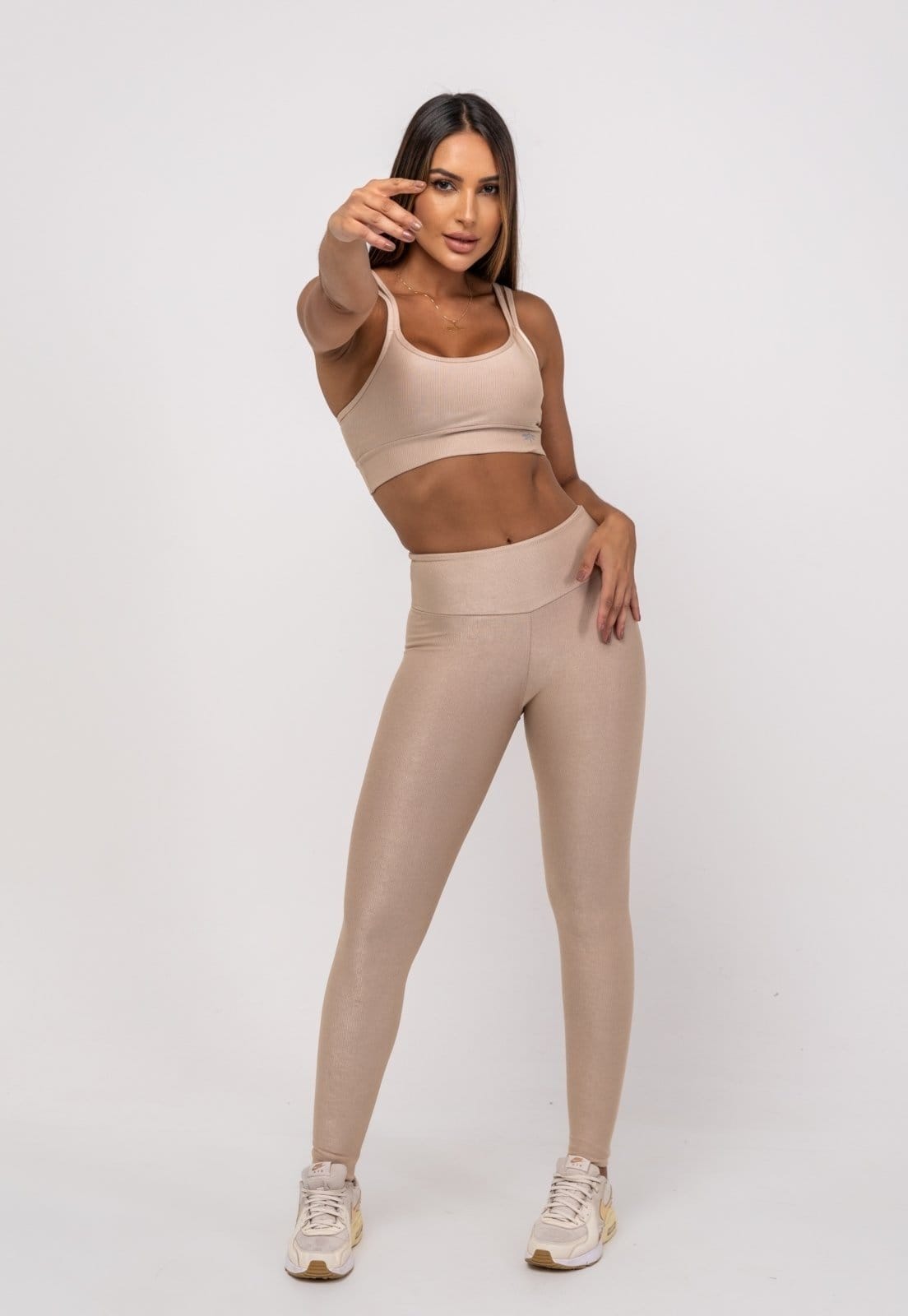 Calça Legging Suplex Canelada Brilho Básica Salvatore Fashion