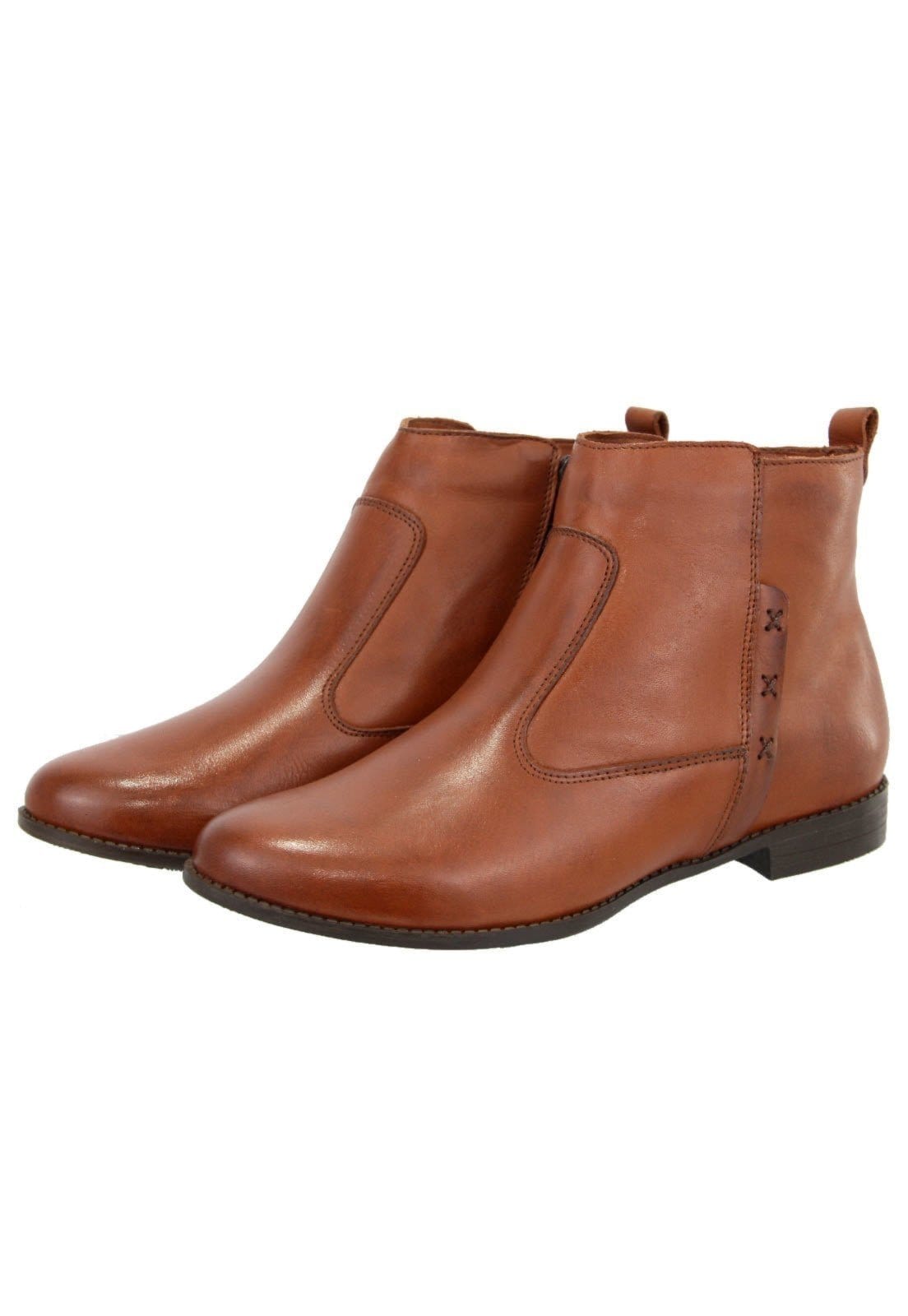 Bota em Couro Conforto Maria Paula Cano Curto Rusty