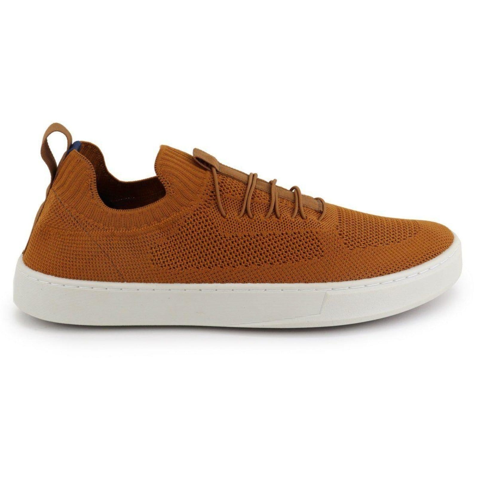 Vista 2 Sapato Masculino Casual Veritimo Sapatenis Knit Tênis Slip On Conforto Tendência Anna Andrade caramelo