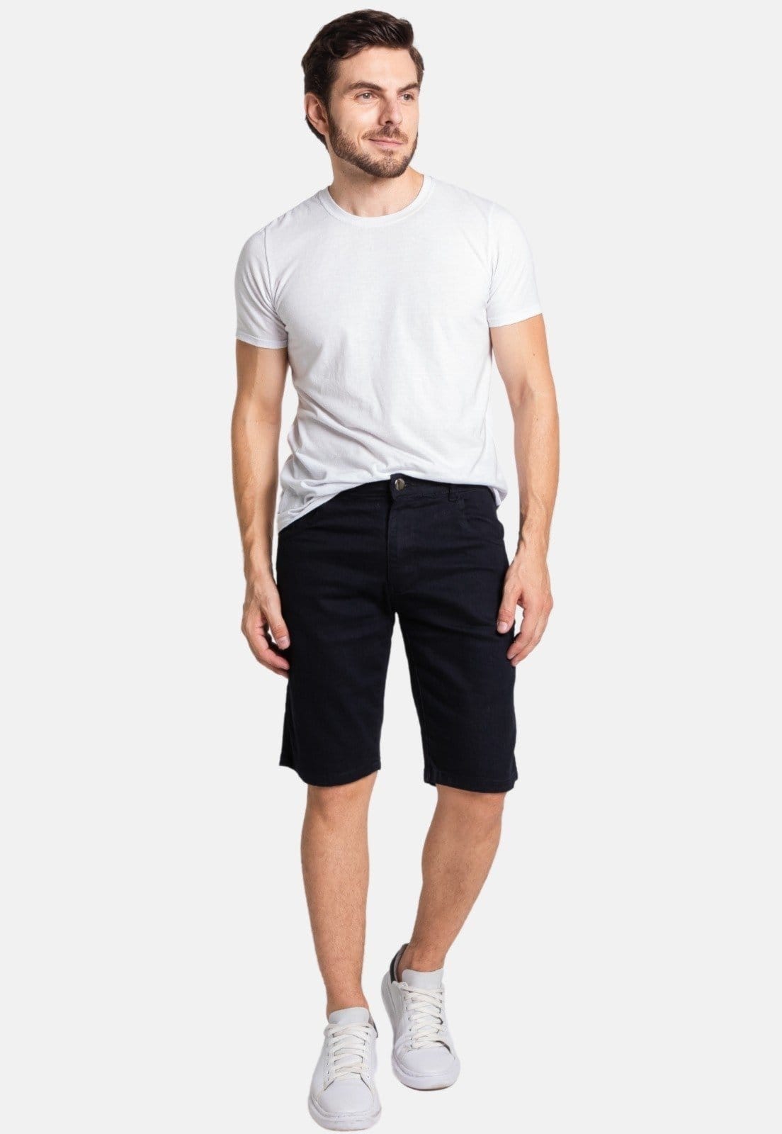 Vista 2 Bermuda Jeans Preta Básica Masculina BOEN JEANS preto