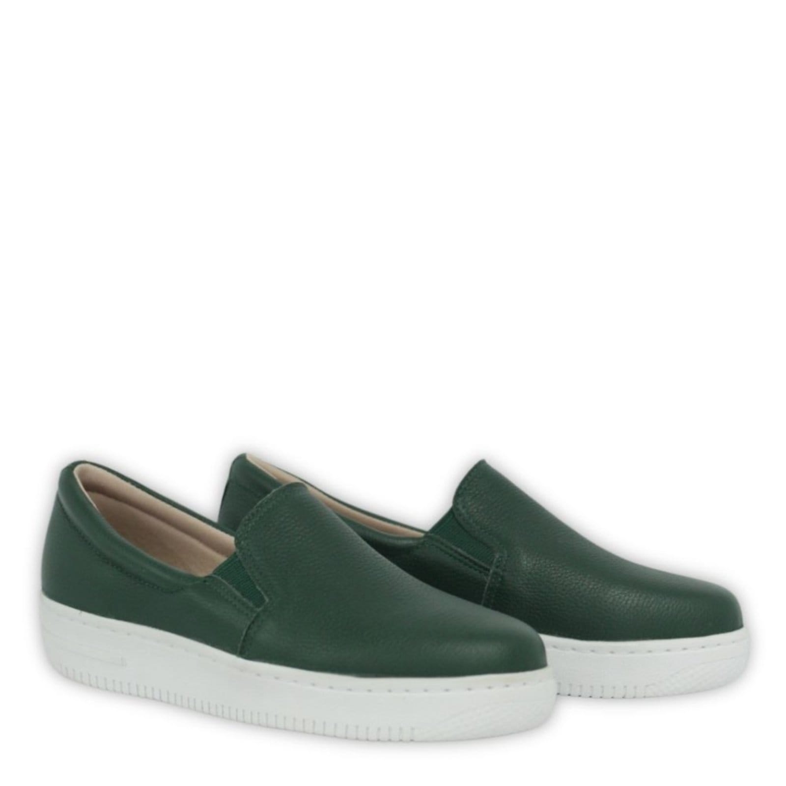 Vista 2 Tênis Feminino Slip On em Couro Escuro Spinelli verde