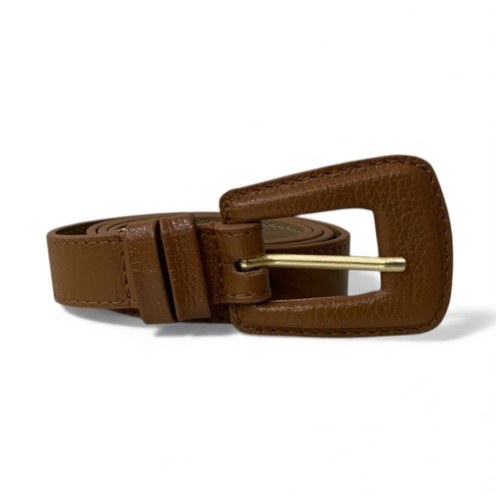 Vista principal Cinto Feminino em Couro Fivela Encapada 027 Mariart caramelo