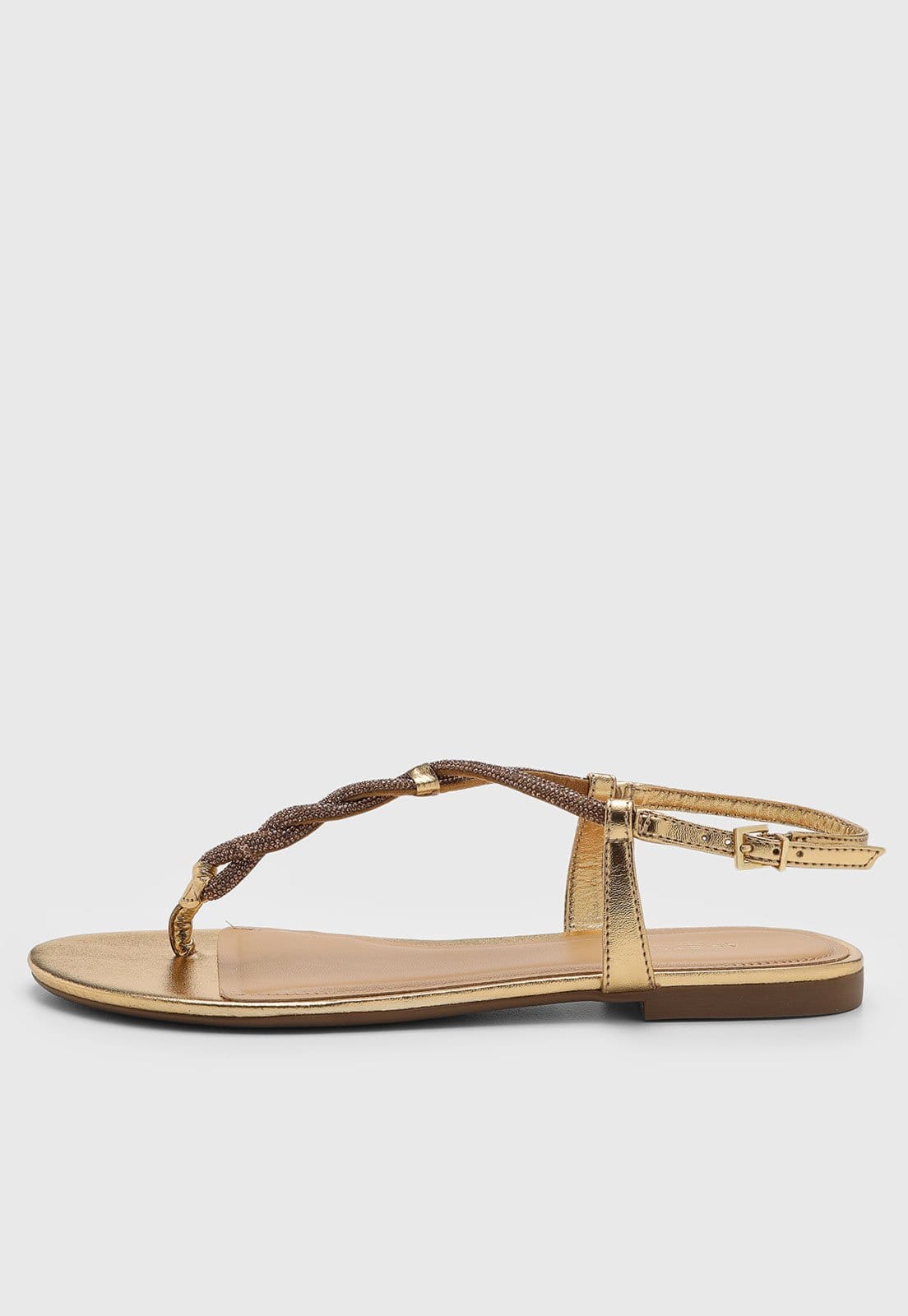 Rasteira Feminina Arezzo Tiras Trançadas Dourada