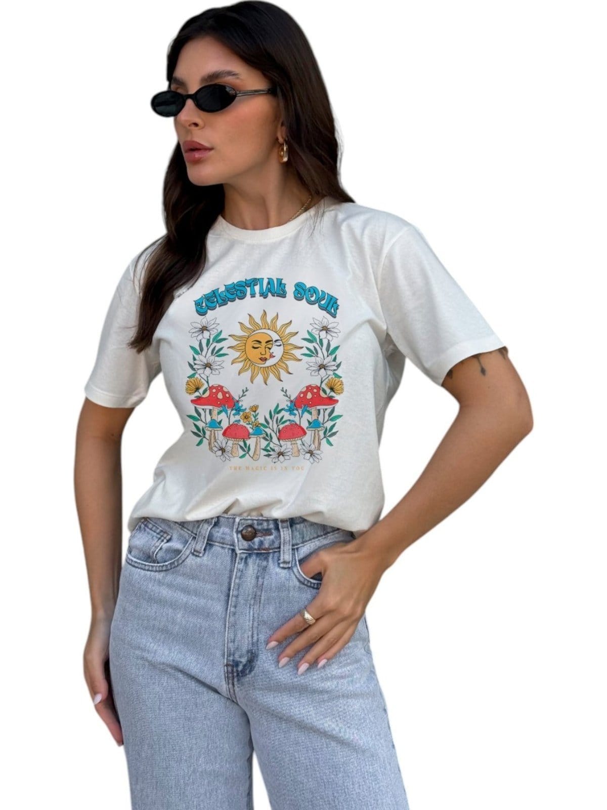 Camiseta Cianitas Off Estampa Celestial Soul