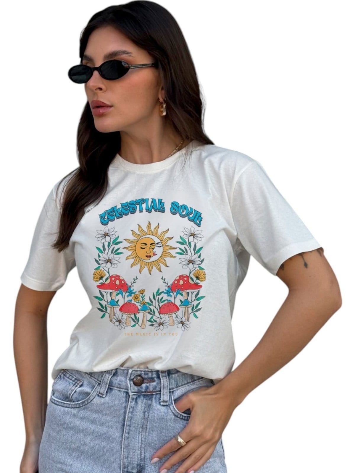 Vista 2 Camiseta Cianitas Off Estampa Celestial Soul Cianitas off-white