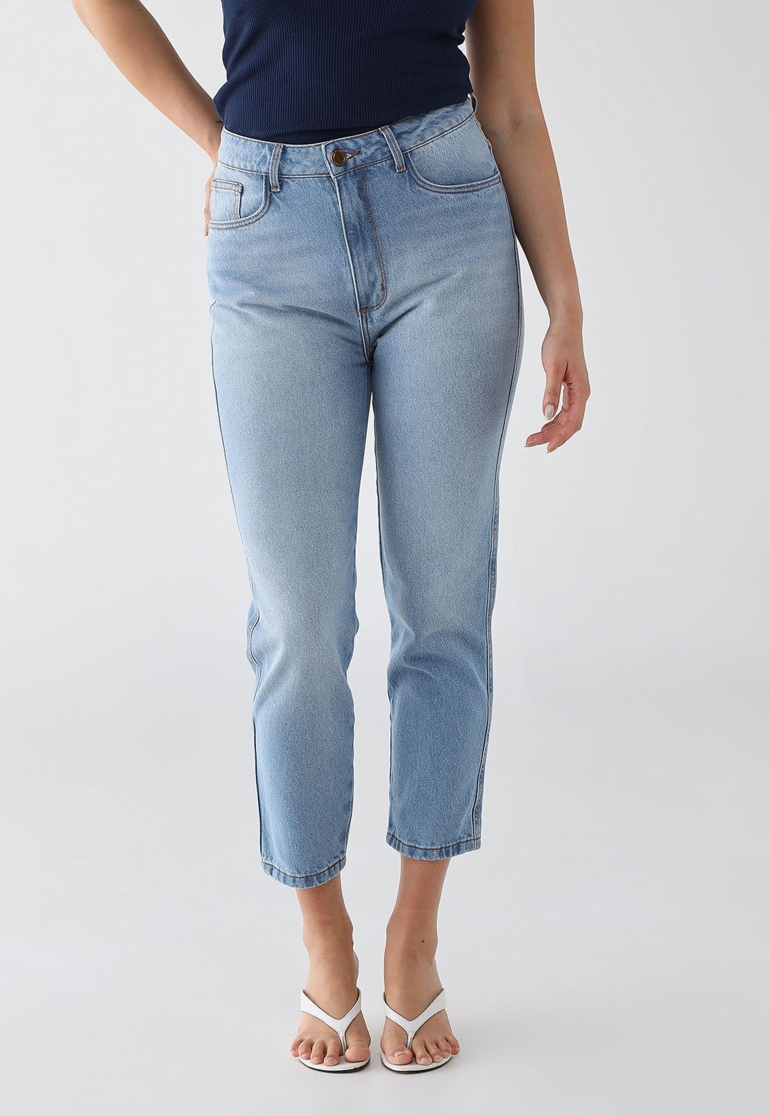 Calça Jeans Feminina Lança Perfume Luna Mom Super High Claro