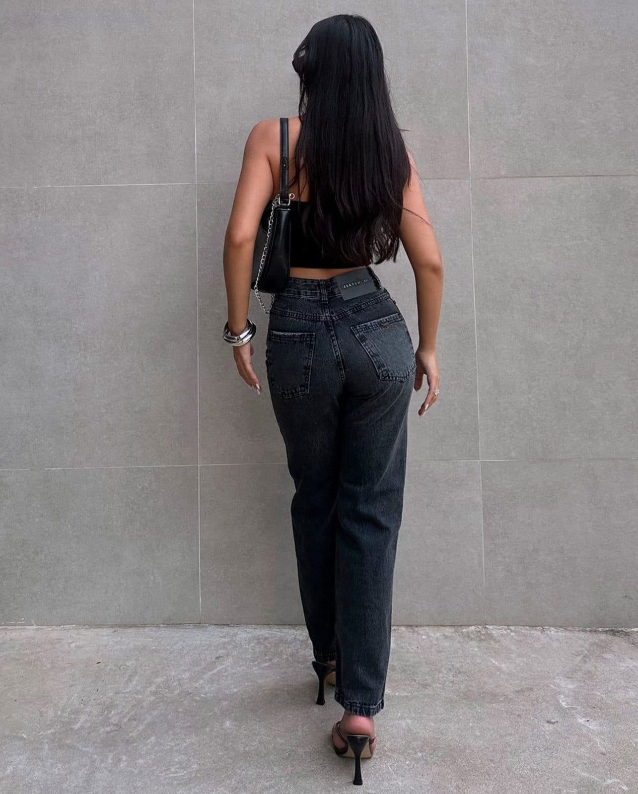 Vista 2 Calça Jeans Straight Fit Feminina 25196 Vintage Consciência cinza