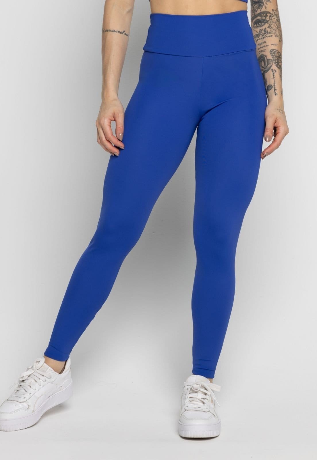 Calça Legging Vekyo Poliamida Cintura Alta Zero Transparência Feminina Royal