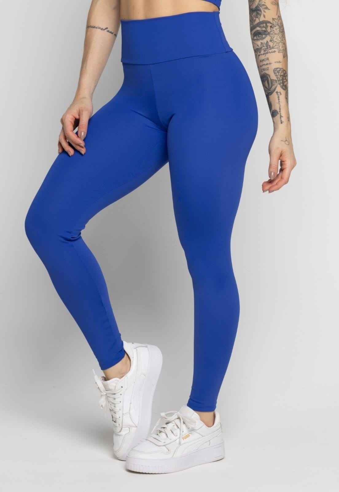 Vista 2 Calça Legging Vekyo Poliamida Cintura Alta Zero Transparência Feminina Royal VEKYO azul royal