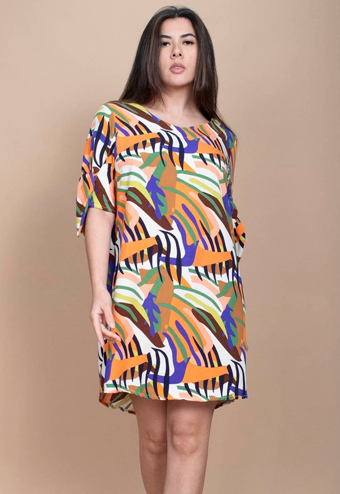 Vestido Curto Cabanafree Plano Estampa Cores Vibrantes