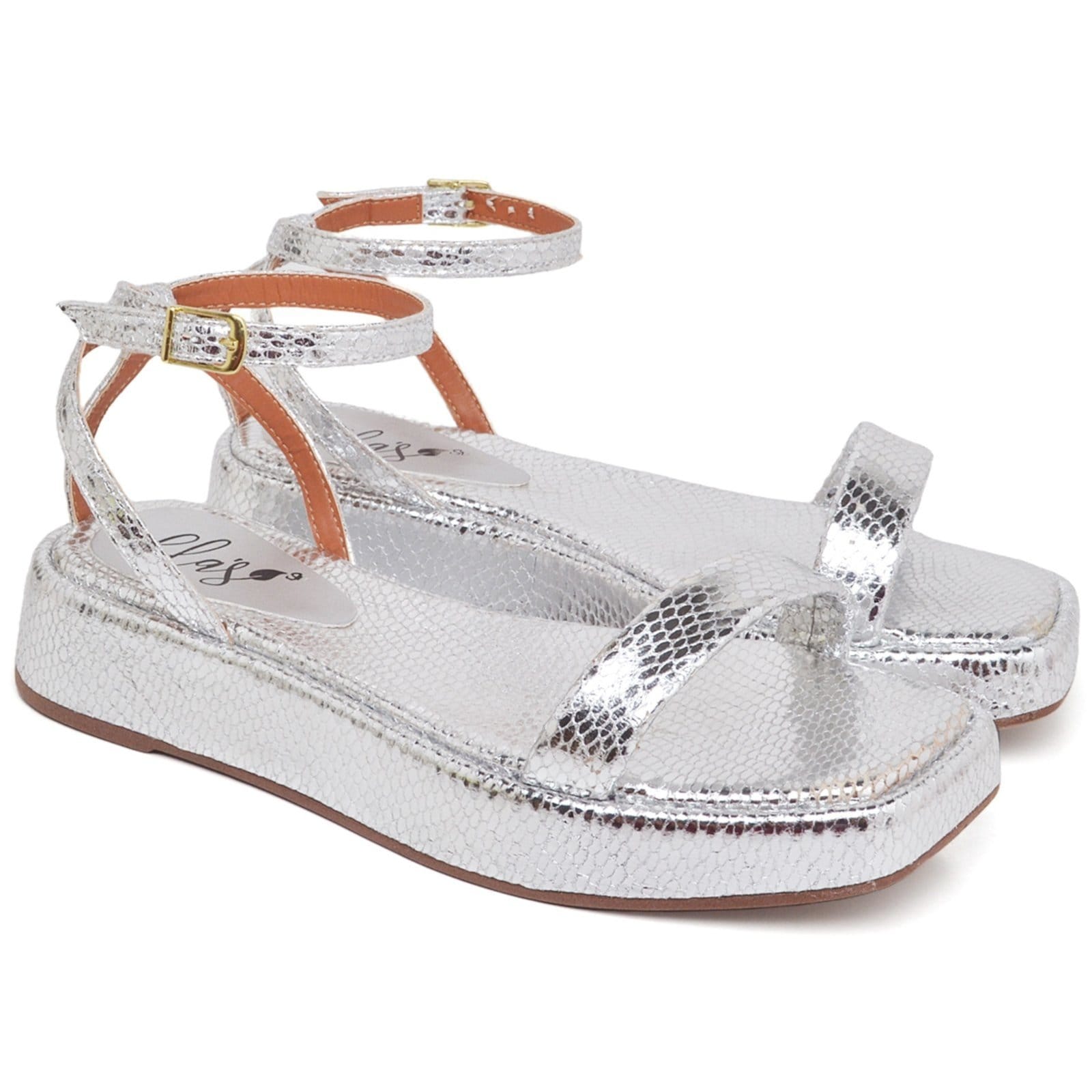 Sandália Flat Feminino Cristal Prata Ella's