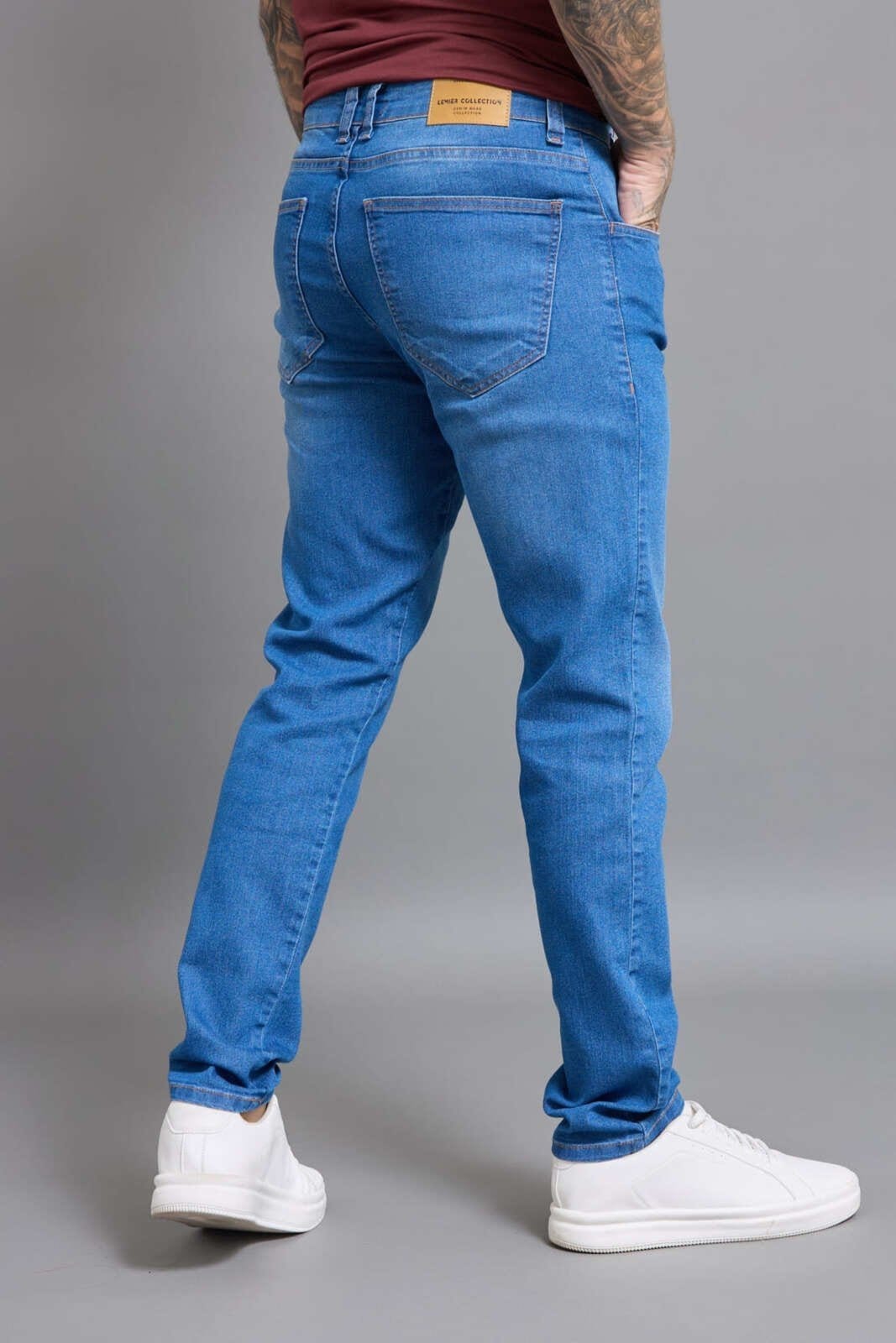 Vista 2 Calça Jeans Masculina Slim Lavagem Média Lemier Collection LEMIER azul