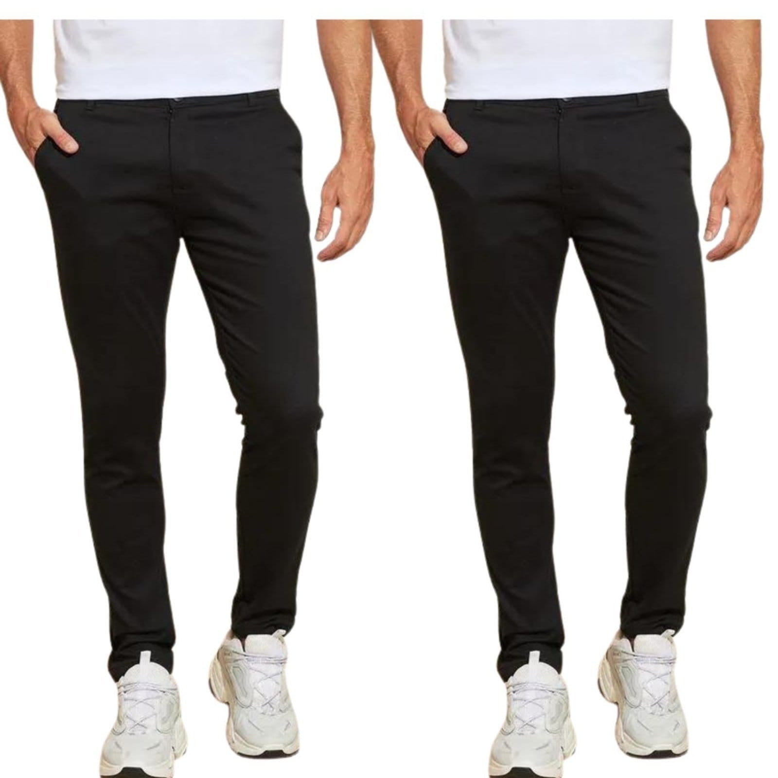 Kit 2 Calças Vih Triny de Sarja Chino Com Bolso Traseiro Embutido Alfaiataria Skinny Preto