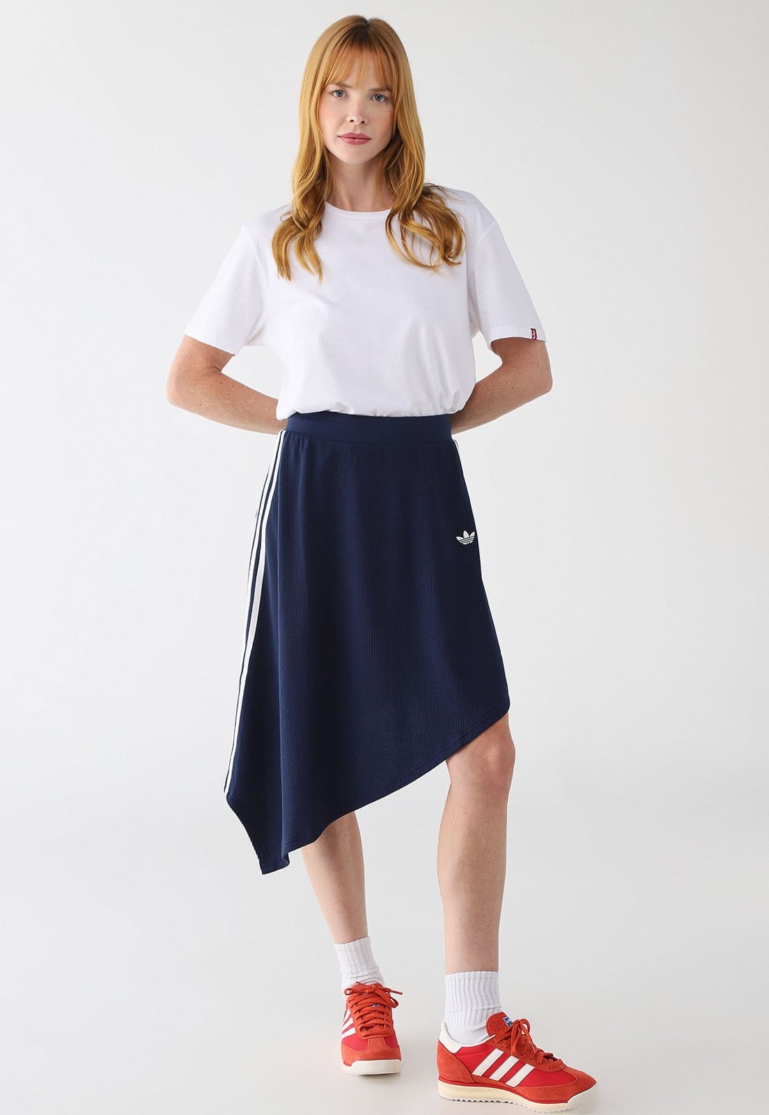 Vista 2 Saia Feminina adidas Originals Asymmetric adidas Originals azul marinho