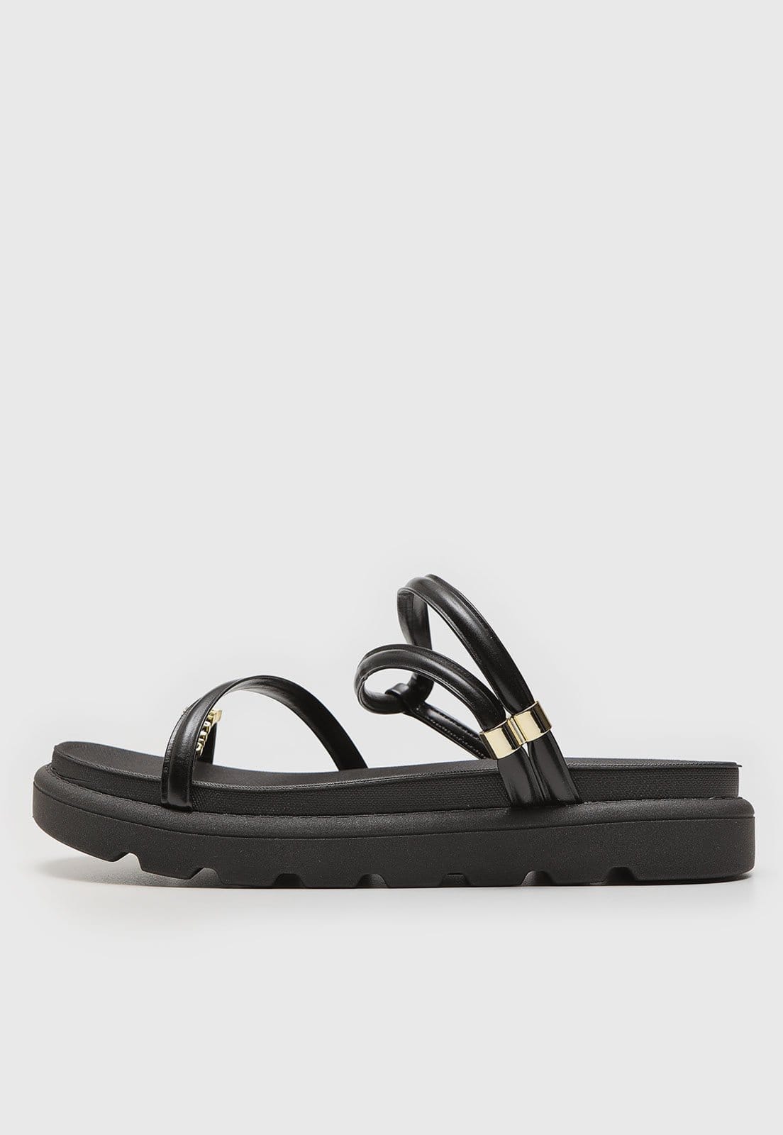 Rasteira Flat Vizzano Aplicação Preta