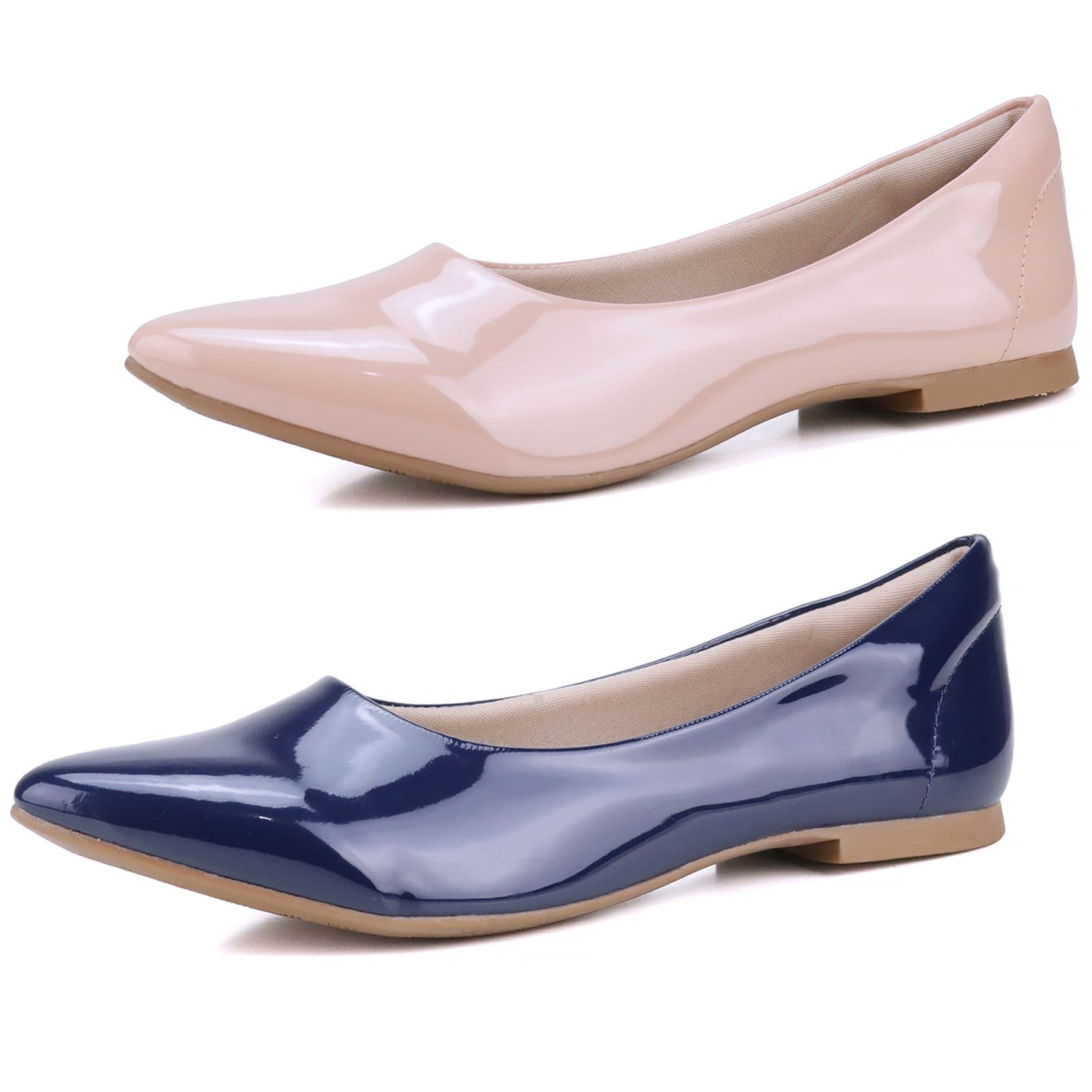 Kit 2 Pares de Sapatilha Mr Gutt Bico Fino Verniz Nude/Azul