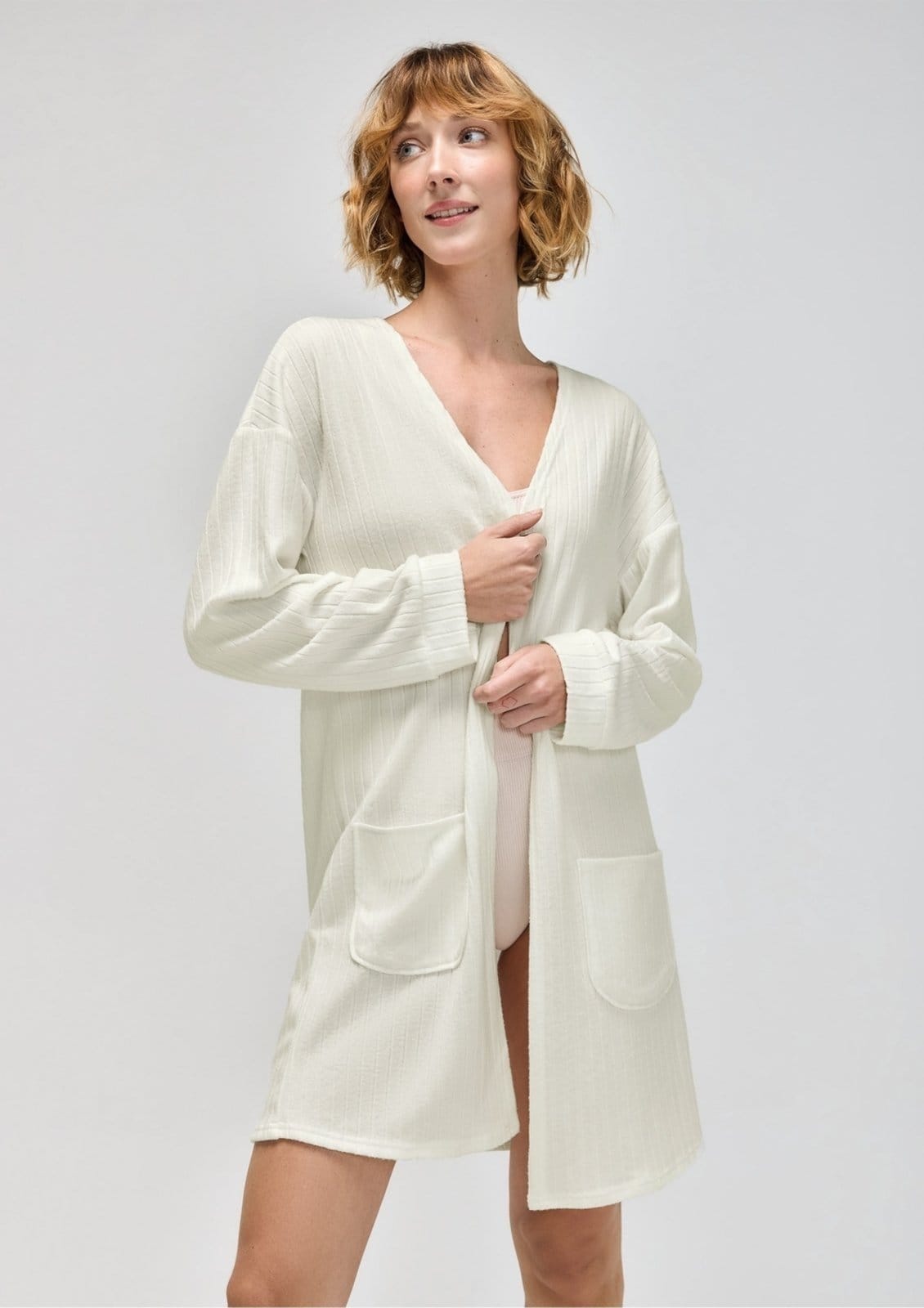 Robe Manga Longa Em Tricô