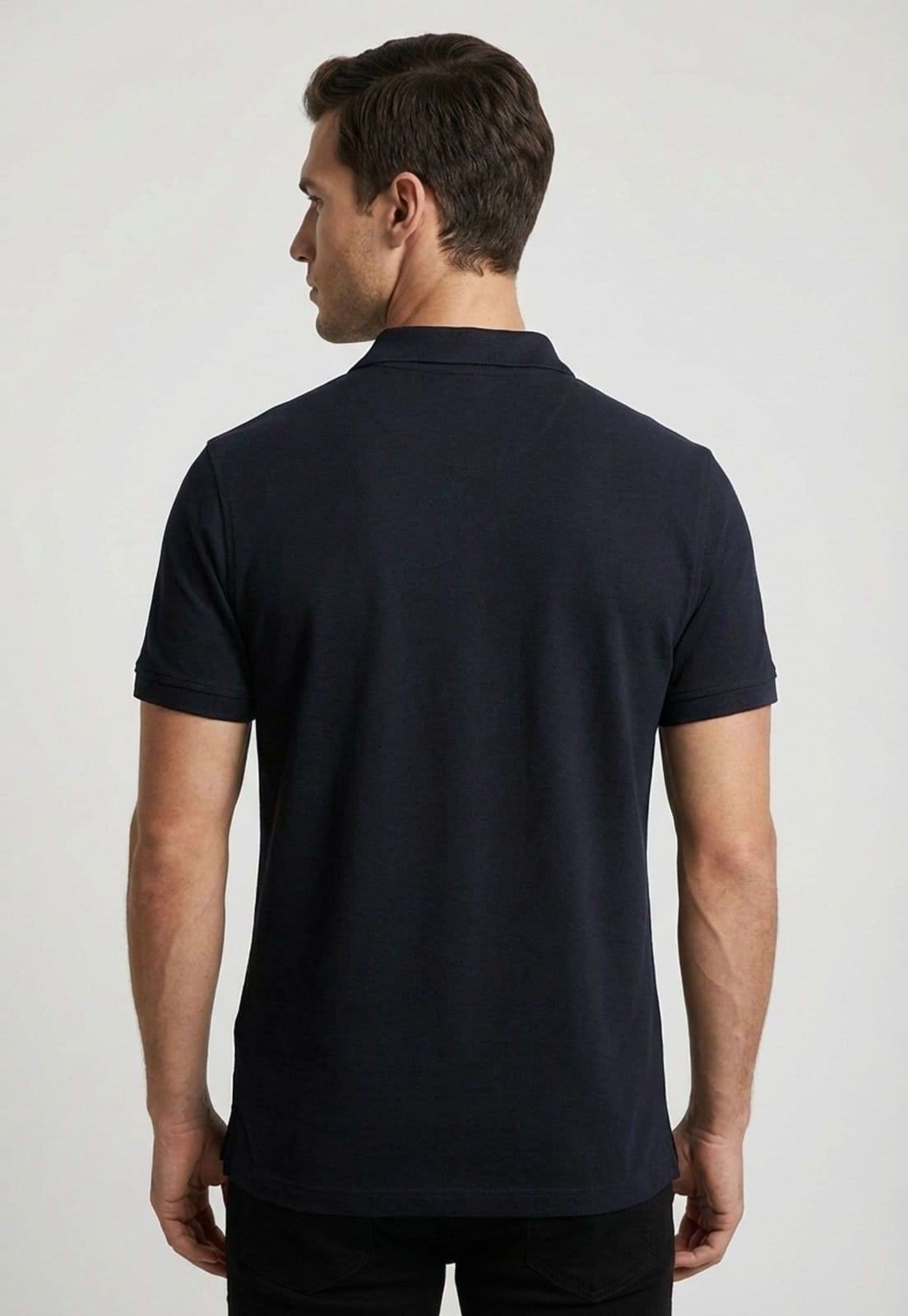 Vista 2 Polo Masculina Calvin Klein Jeans Slim Preta Calvin Klein Jeans preto