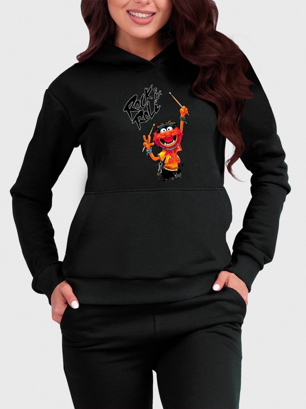 Moletom Canguru Feminino Flanelado com Capuz Rock Roll Divertido