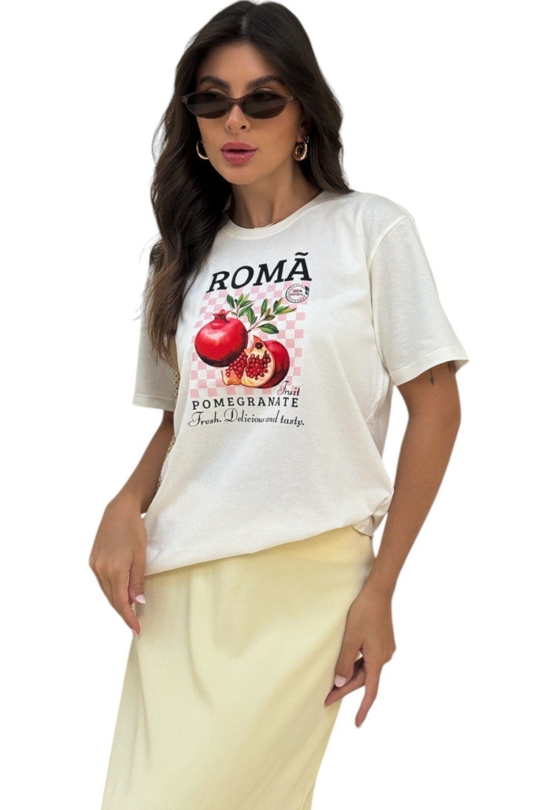 Vista 2 Camiseta Feminina Off Romã Cianitas off-white