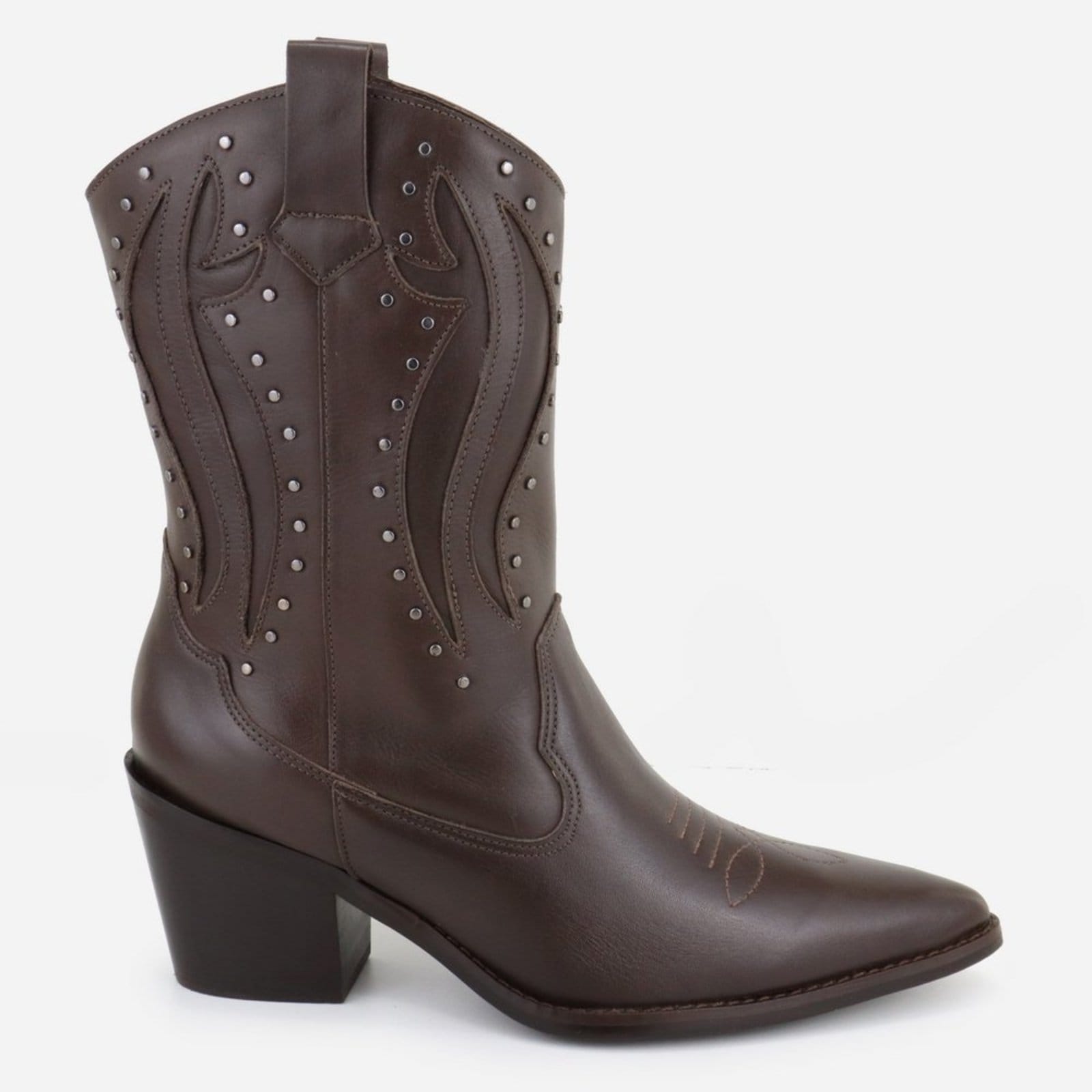 Vista 2 Bota Texana Country Western Cravo em Couro Feminina Maria Paula Expresso MARIA PAULA caramelo