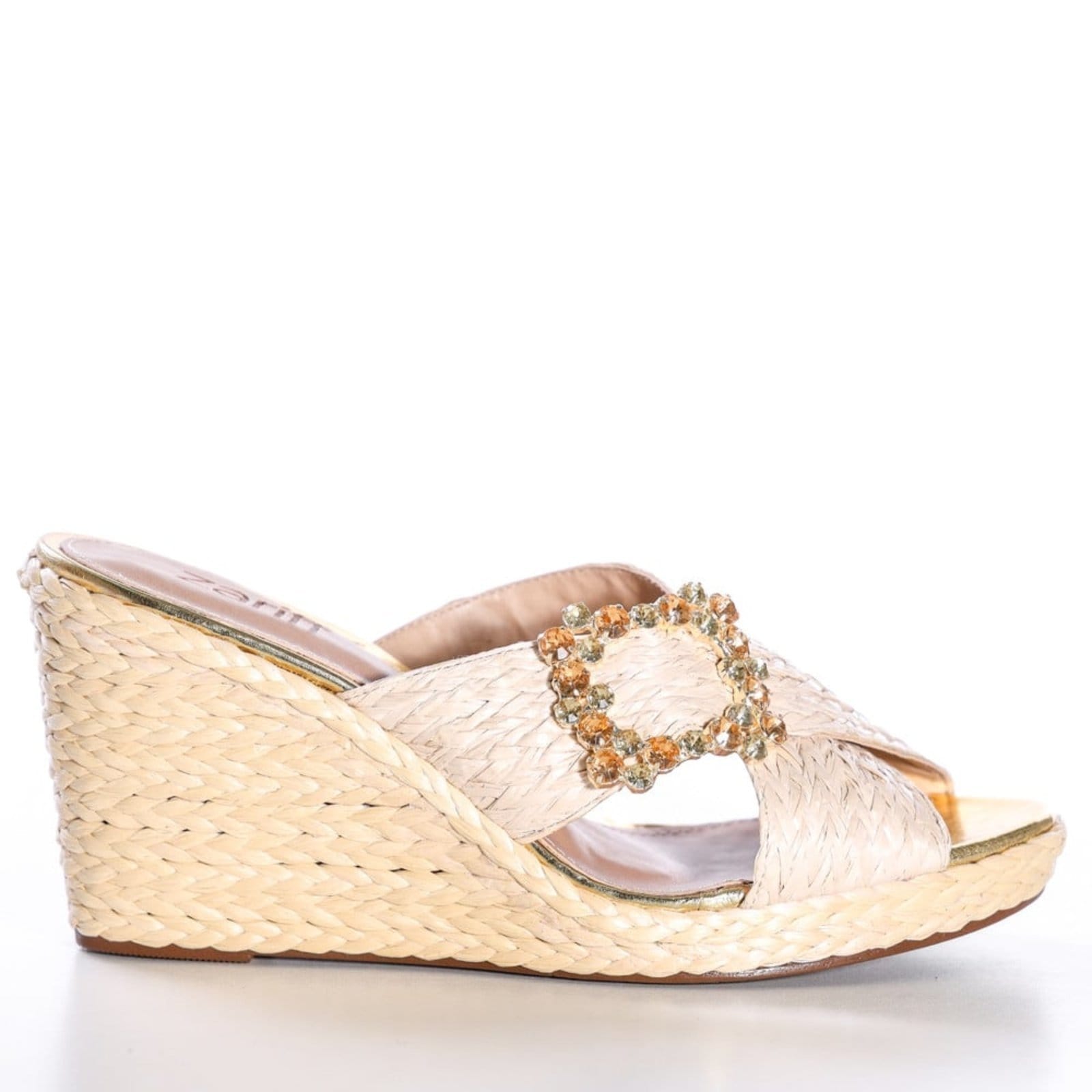 Vista 2 Tamanco Feminino Zariff Ráfia Ouro Zariff incolor