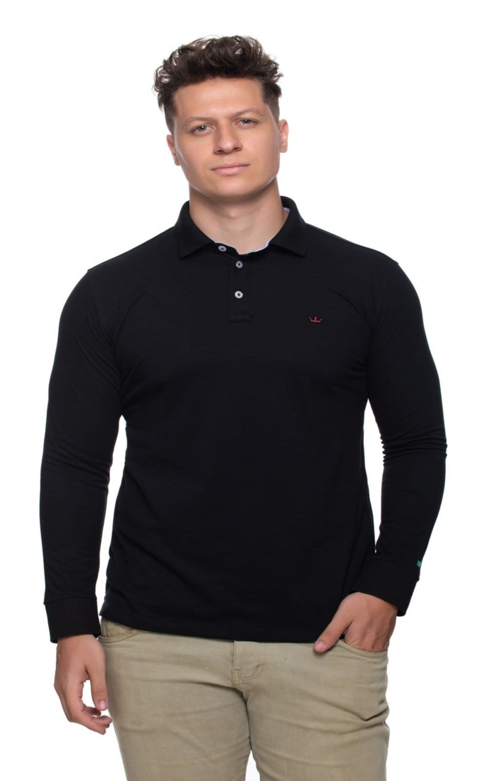 Polo Preta Itália Aburguesia Slim Fit