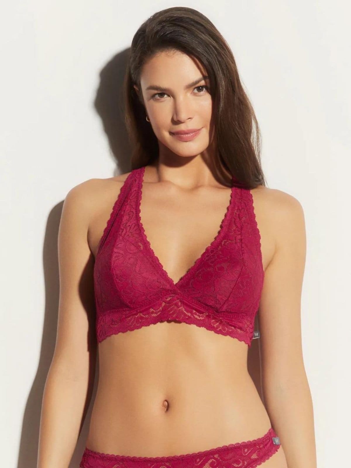 Sutiã Top Nadador Sem Bojo Renda Pop Star Rosa Raspberry