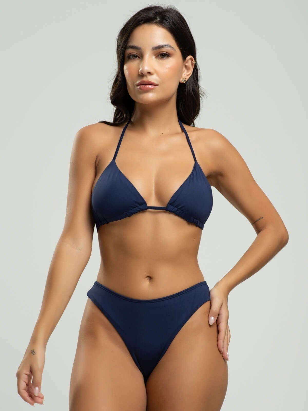 Vista 2 Biquini Cortininha Calcinha Fio Duplo Proteção Uv 50+ Vicbela Marinho Vicbela azul/azul marinho azul