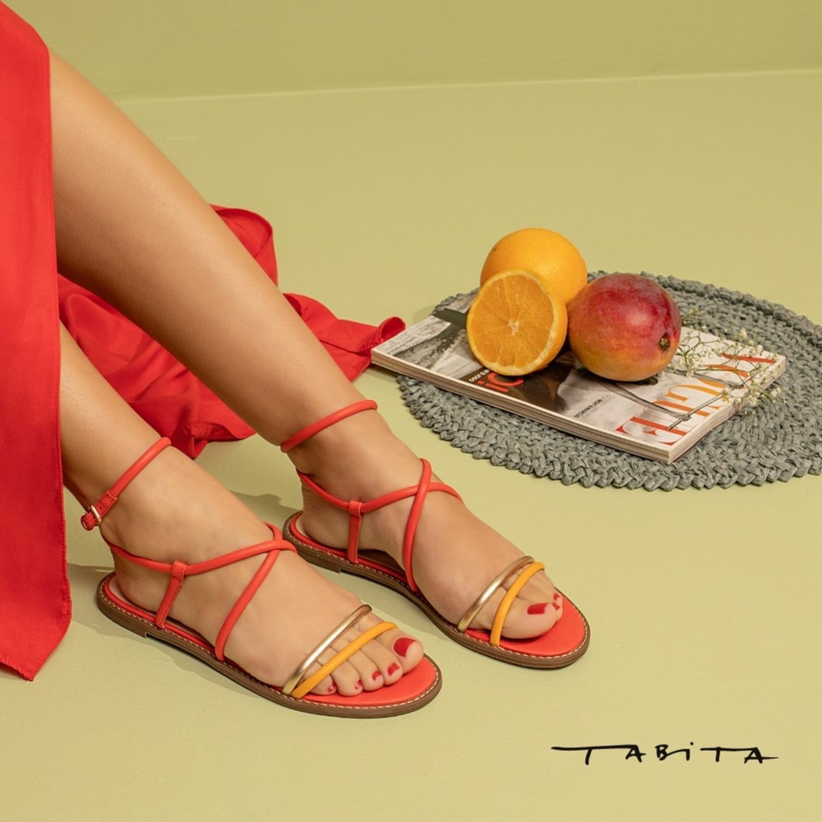 Vista 2 Rasteira Tabita 9692661 - Damasco Tabita vermelho