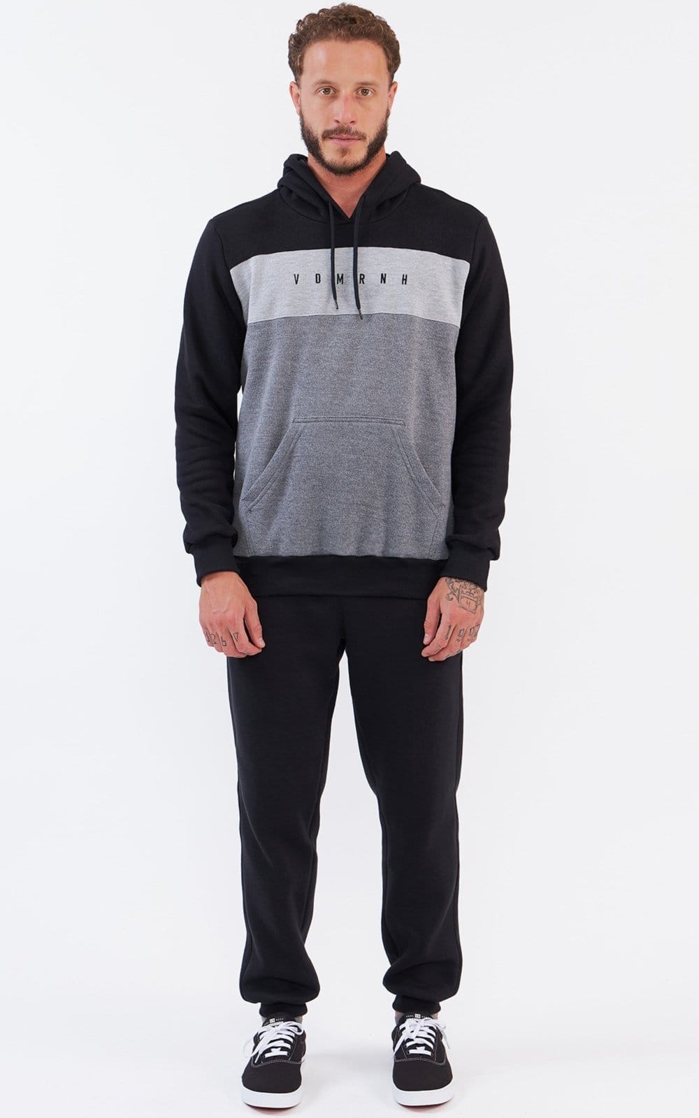 Vista 2 Moletom Canguru Vida Marinha Bordado Vida Marinha cinza