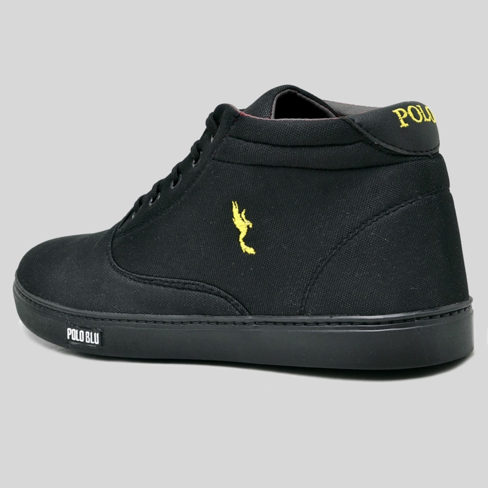 Vista 2 Sapatênis Casual Masculino Cano Alto Botinha Polo Blu Solado Preto Polo Blu preto blu