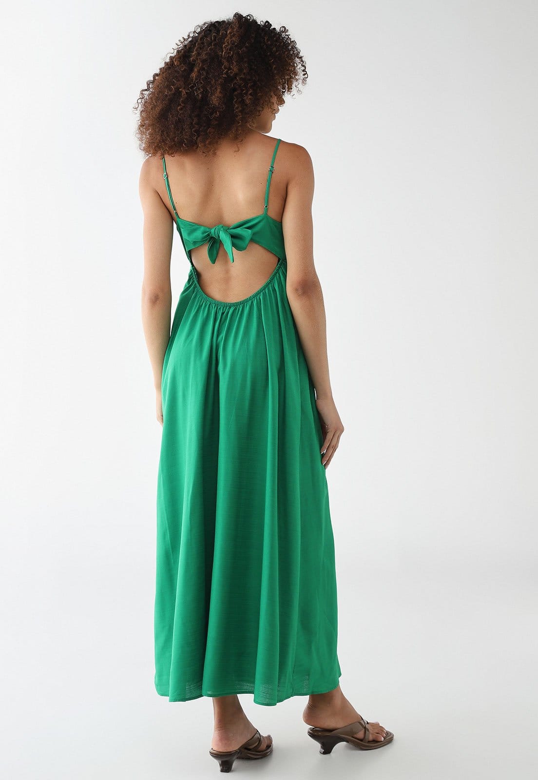 Vista 2 Vestido Feminino Colcci Longo Alças Finas Colcci verde