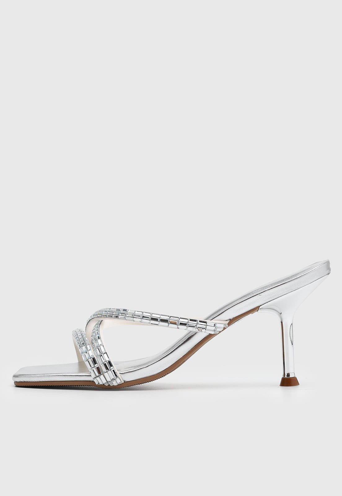 Sandália Feminina Lança Perfume Salto Médio Fino Metalizada